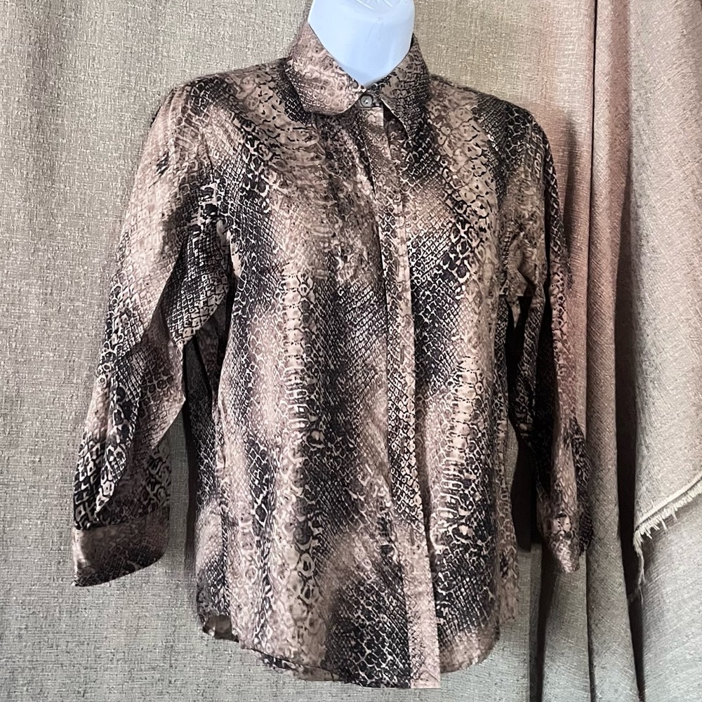 Lauren Ralph Lauren Beige and Black Snake Print Shirt